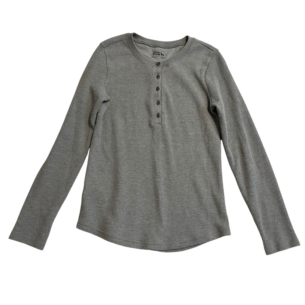 Eddie Bauer Waffle Knit Henley Top Womens TM Cotton Thermal Gorpcore Cabin NEW